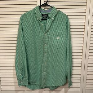 Chaps Men's Green Plaid Button-Down Shirt